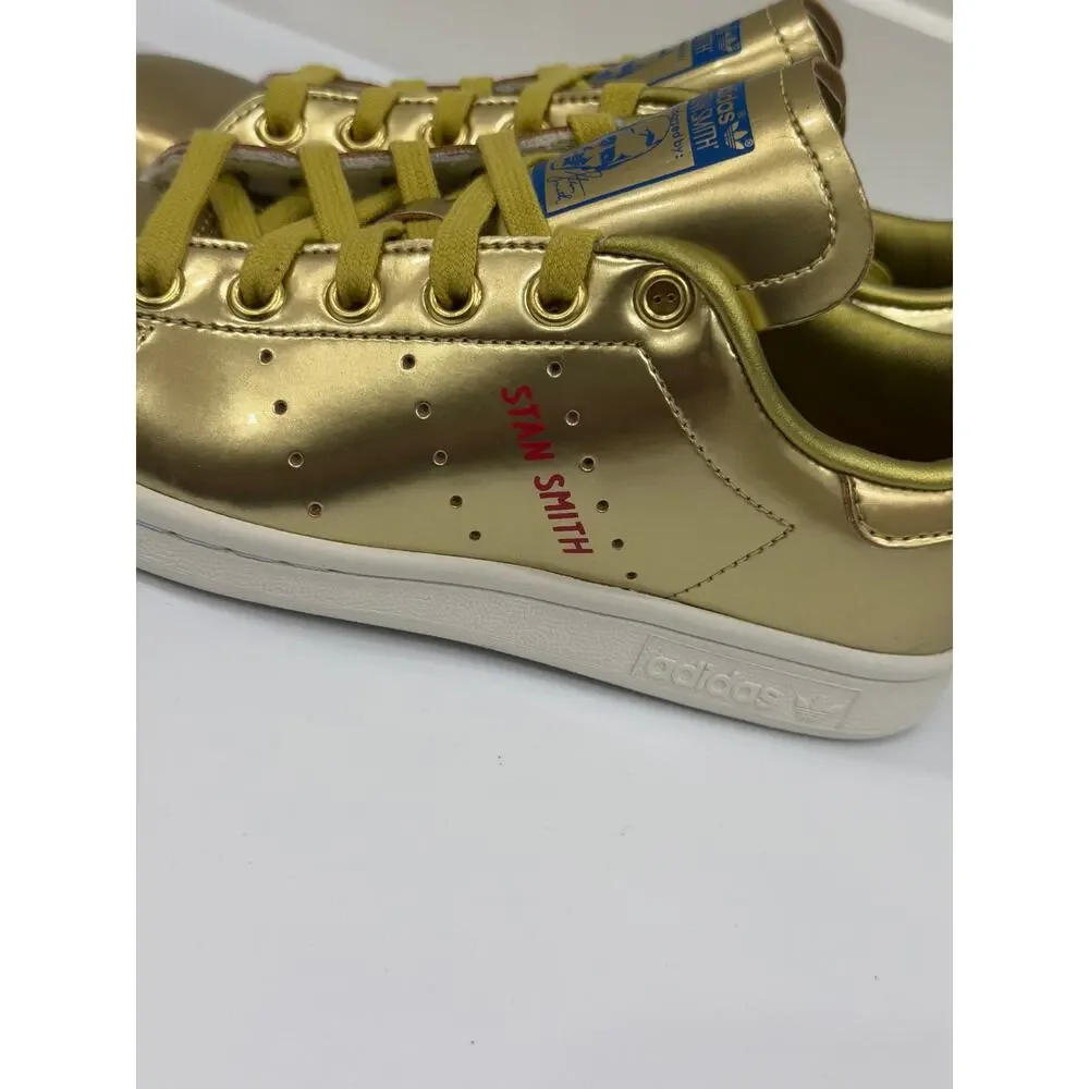 Adidas Originals Stan Smith Kids Size 3.5 Gold Metallic Athletic Shoes Sneakers